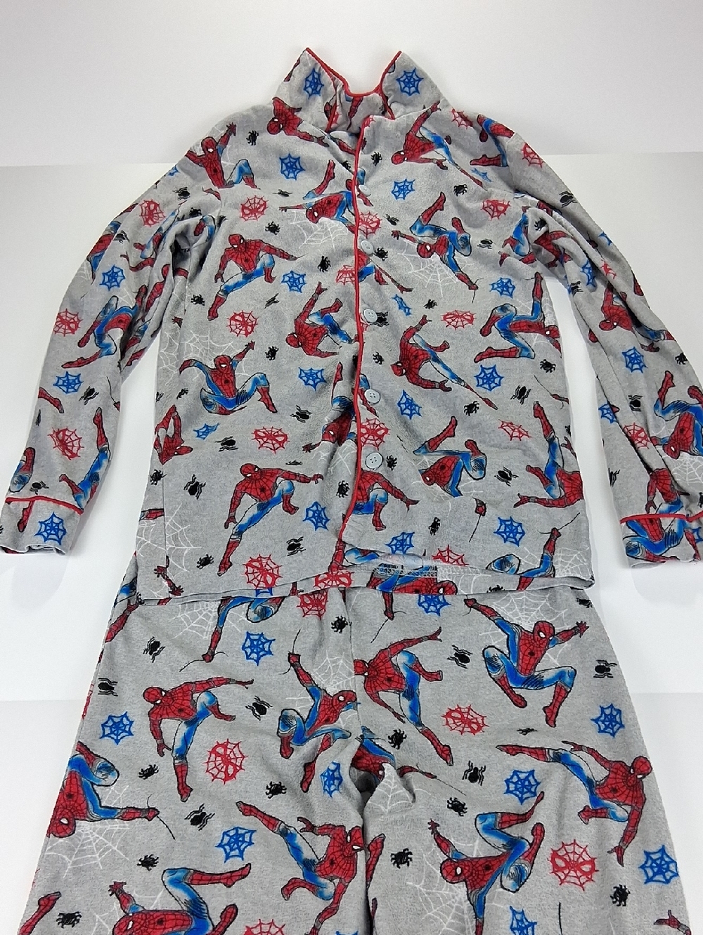 Boys Marvel Spider-Man Pajama Set Size (10/12) Long Sleeve Button-up Top